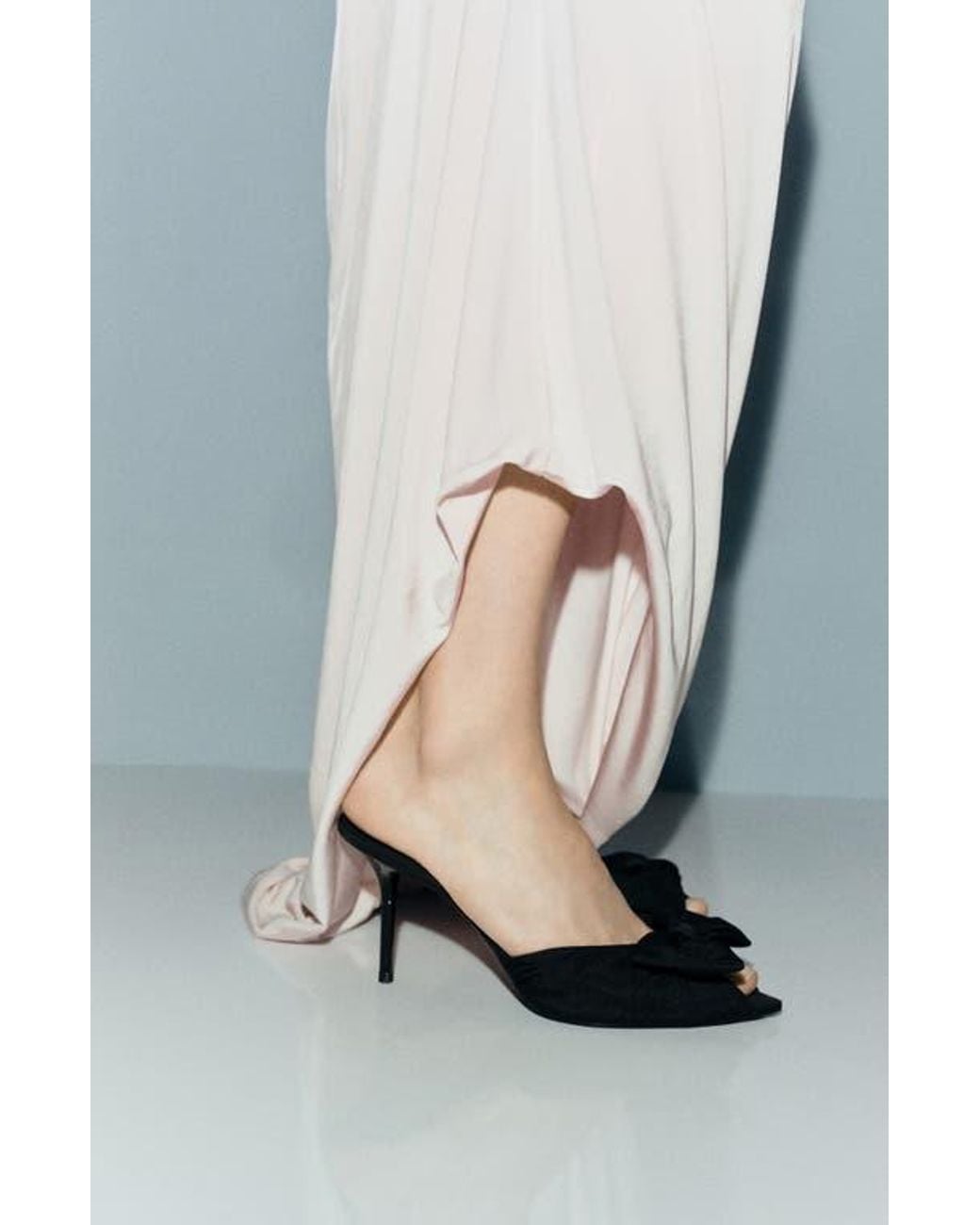 Mango Black Lasy Bow Slide Sandal