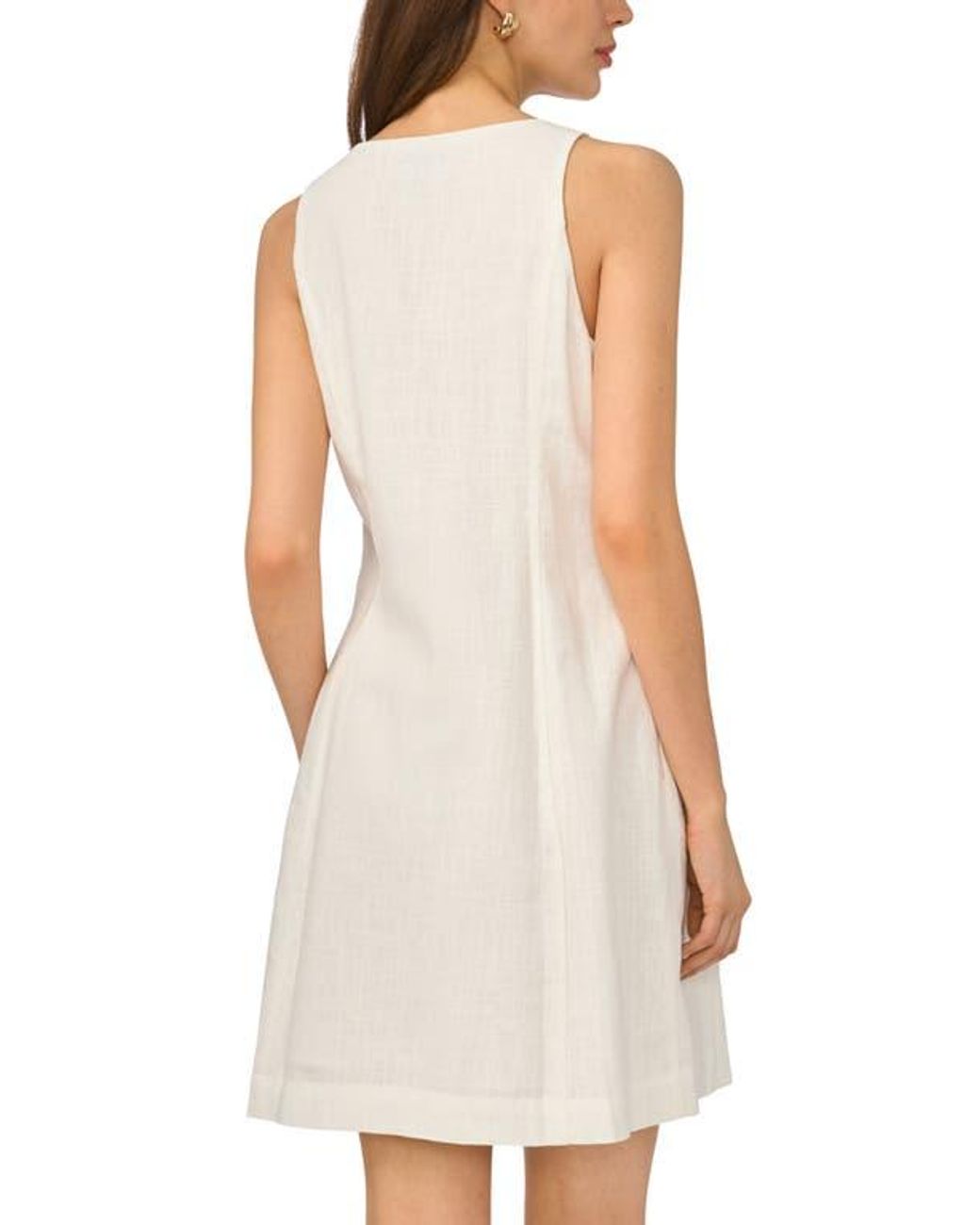 Halogen® Natural Shell Button Front A-Line Dress