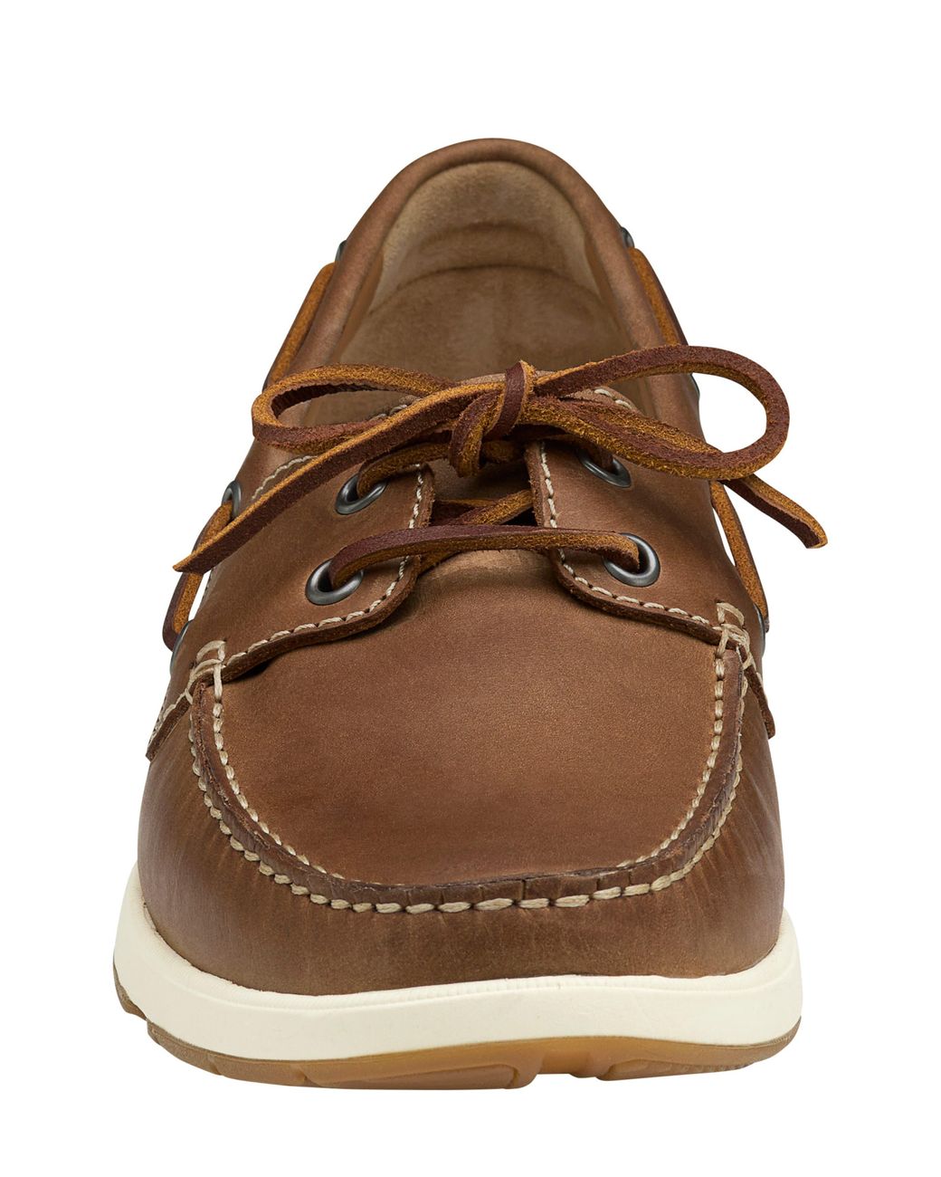Johnston & Murphy Bower Boat Shoe In Brown Oiled Full Grain At