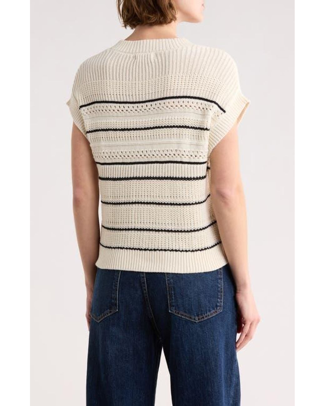 Blu Pepper Natural Stripe Knit Button Front Top