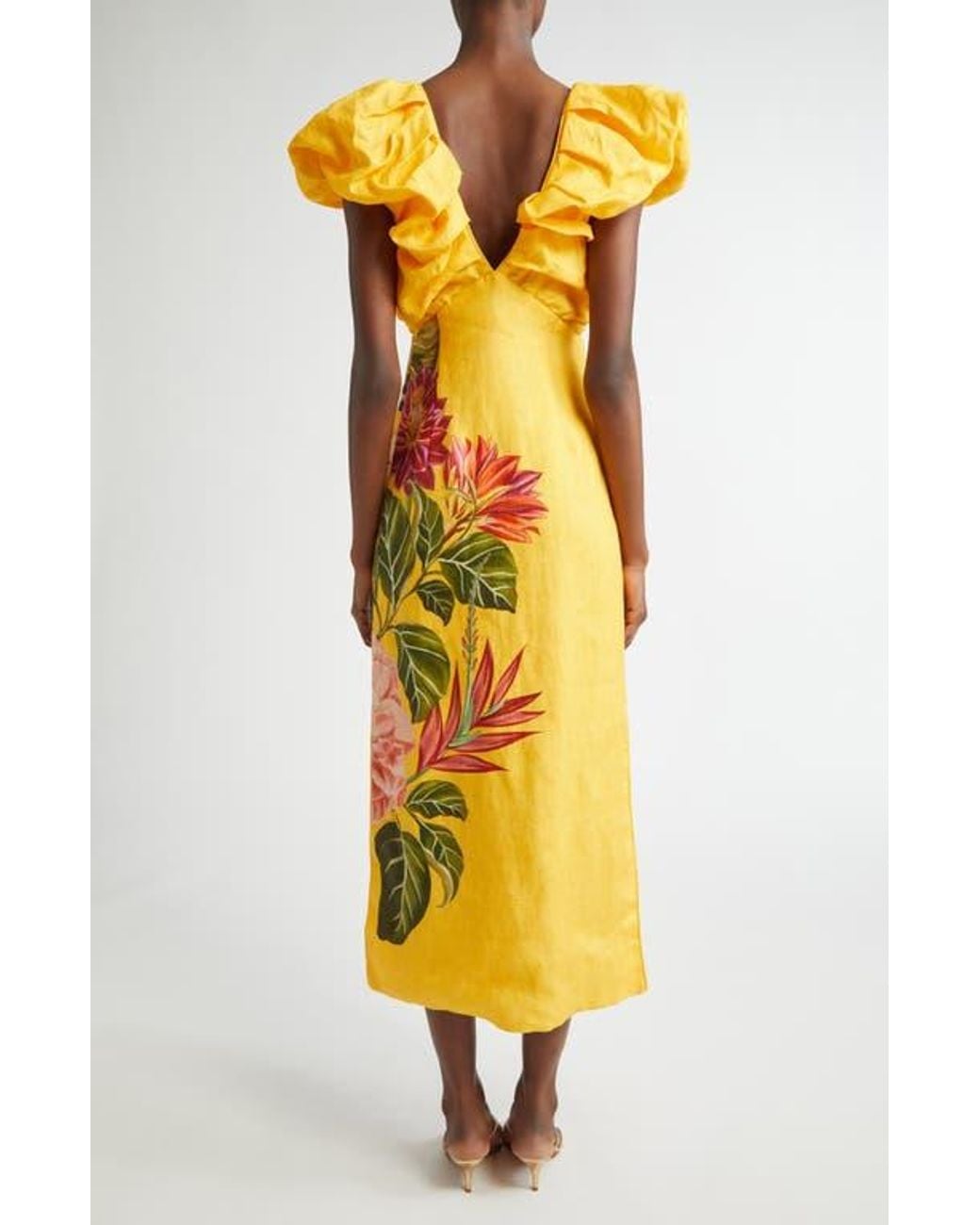 FARM Rio Spring Awakening Placed Floral Linen Dress in Yellow | Lyst FARM Rio Spring Awakening Placed Floral Linen Dress in Yellow | Lyst