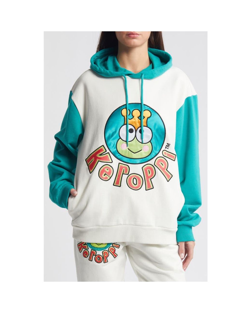 Dumbgood X Sanrio Keroppi Cotton Hoodie in Blue Lyst