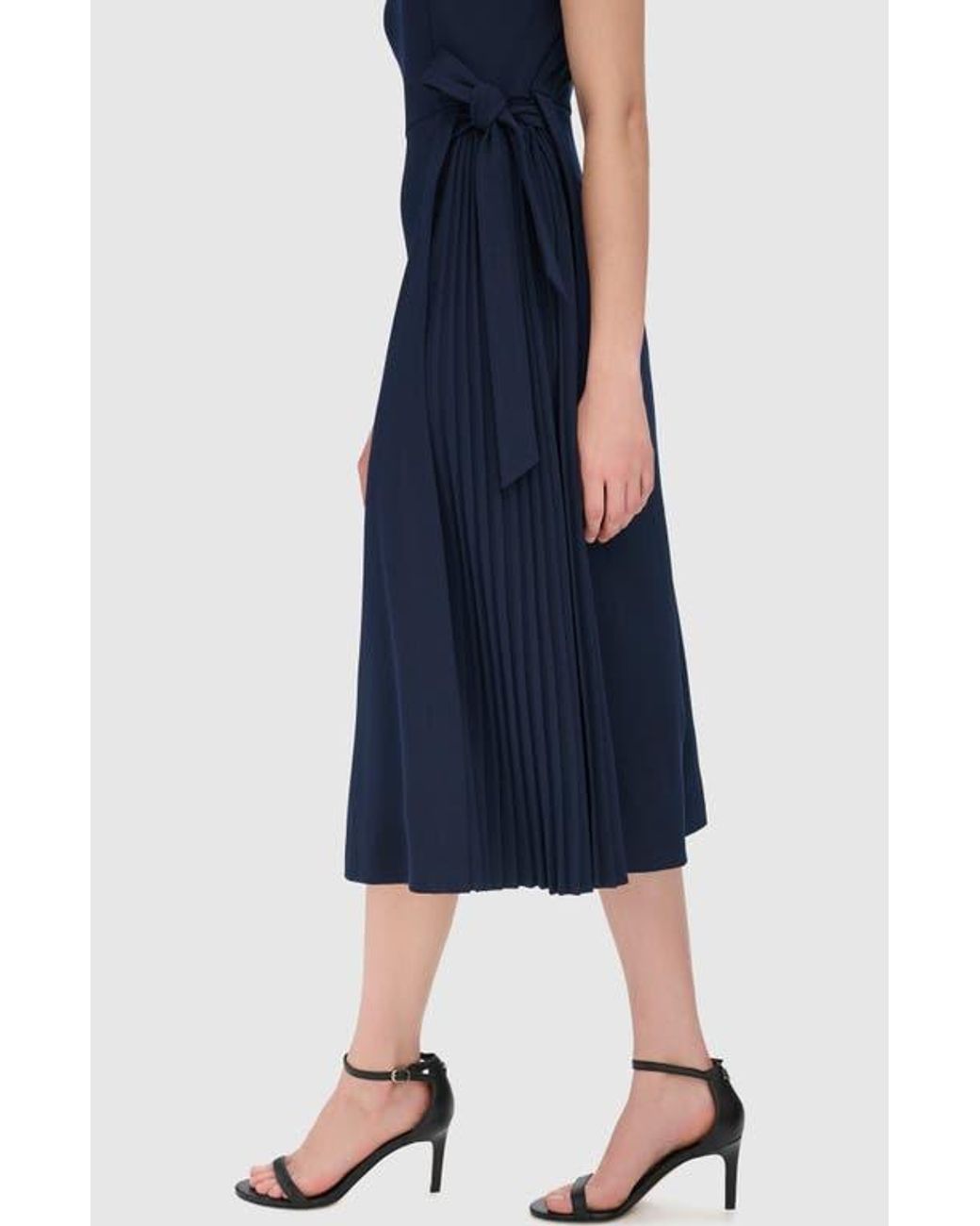 Calvin Klein Cap Sleeve Pleated Side Midi Dress in Blue | Lyst