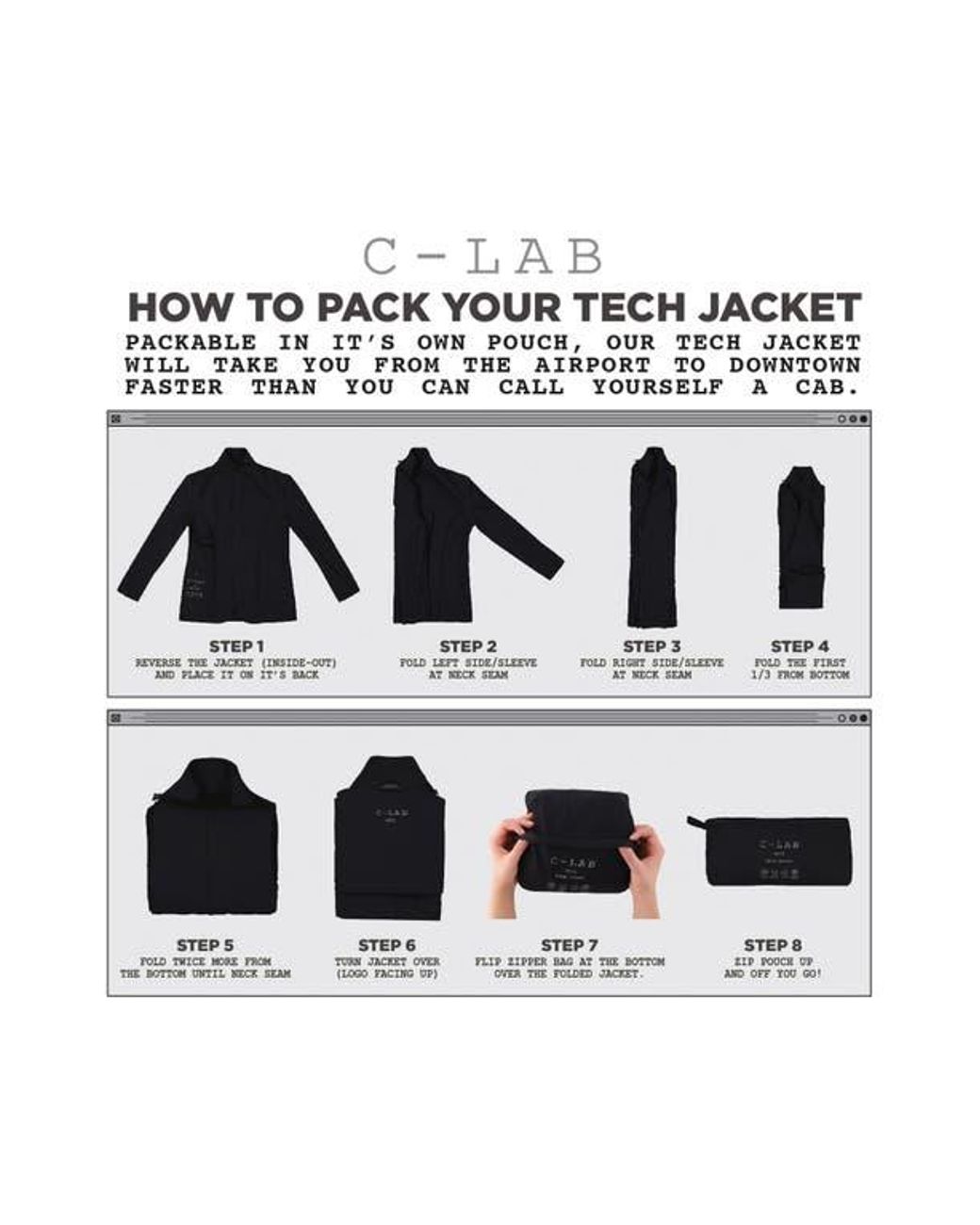 C-LAB NYC Black Packable Woven Tech Jacket for men