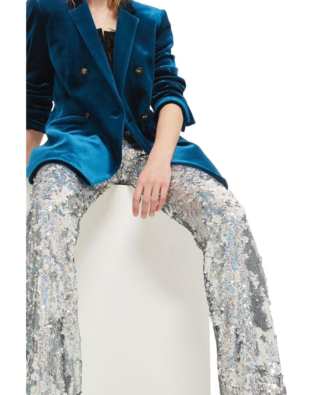 TOPSHOP Premium Sequin Flare Leg 