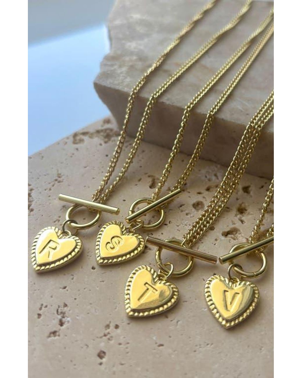 Adornia Metallic Initial Heart Toggle Necklace
