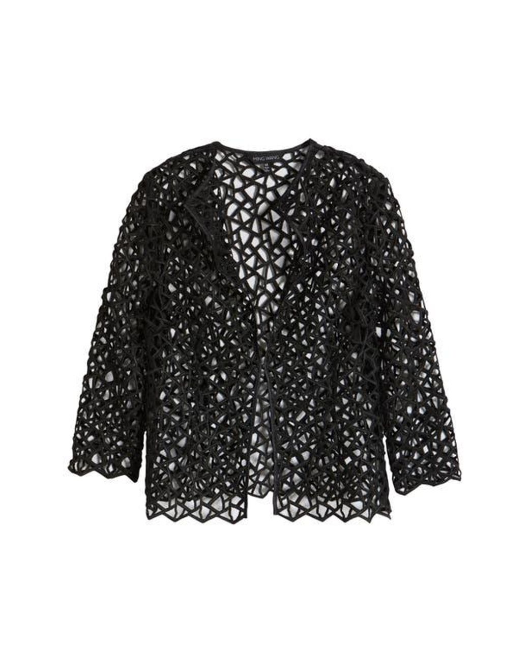 Ming Wang Black Geometric Cutout Jacket