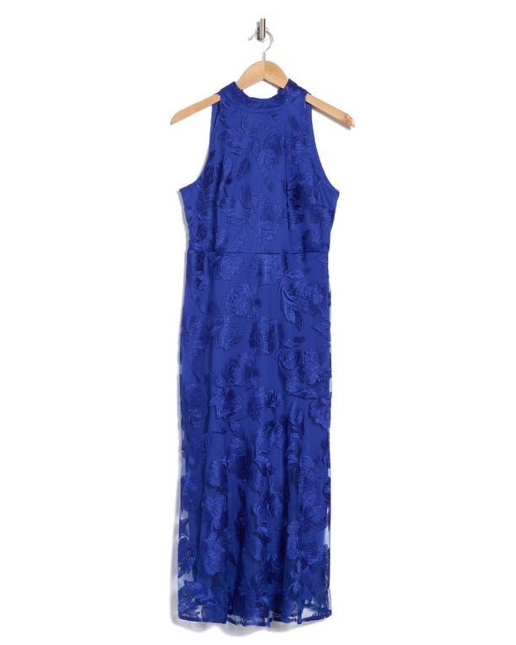 Sam Edelman Leafy Embroidered Sheath Maxi Dress in Blue | Lyst