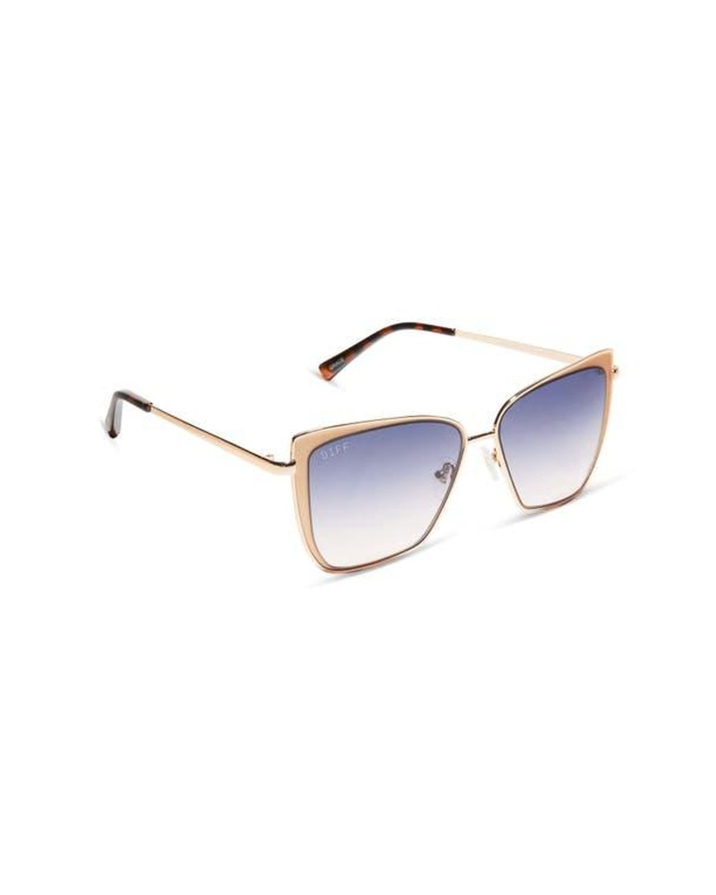 DIFF Blue Square Mirrored Lens Sunglasses