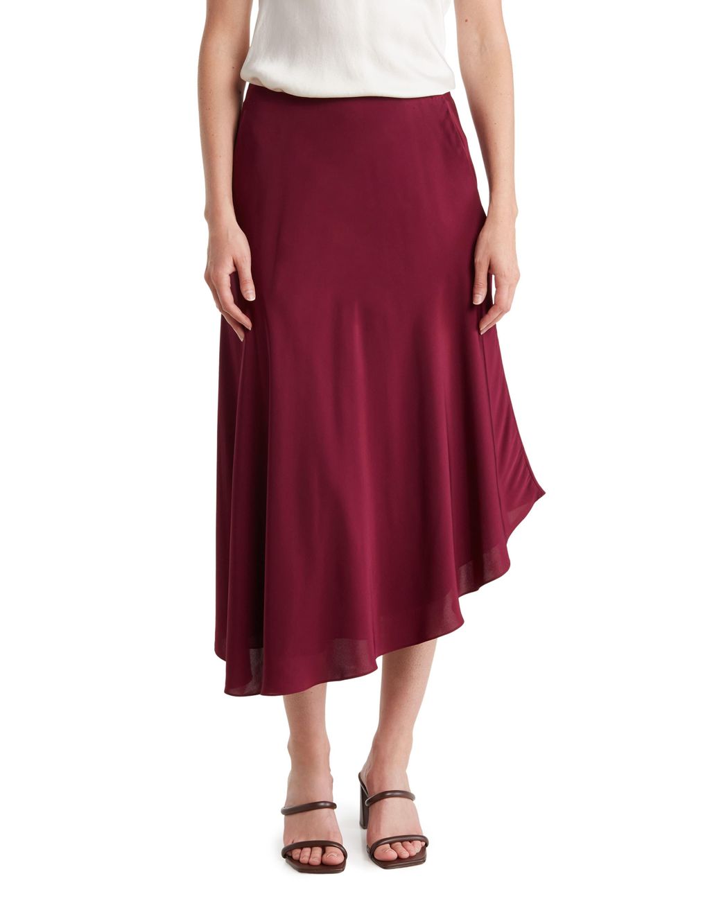 Theory Asymmetric Hem Silk Skirt in Red Lyst