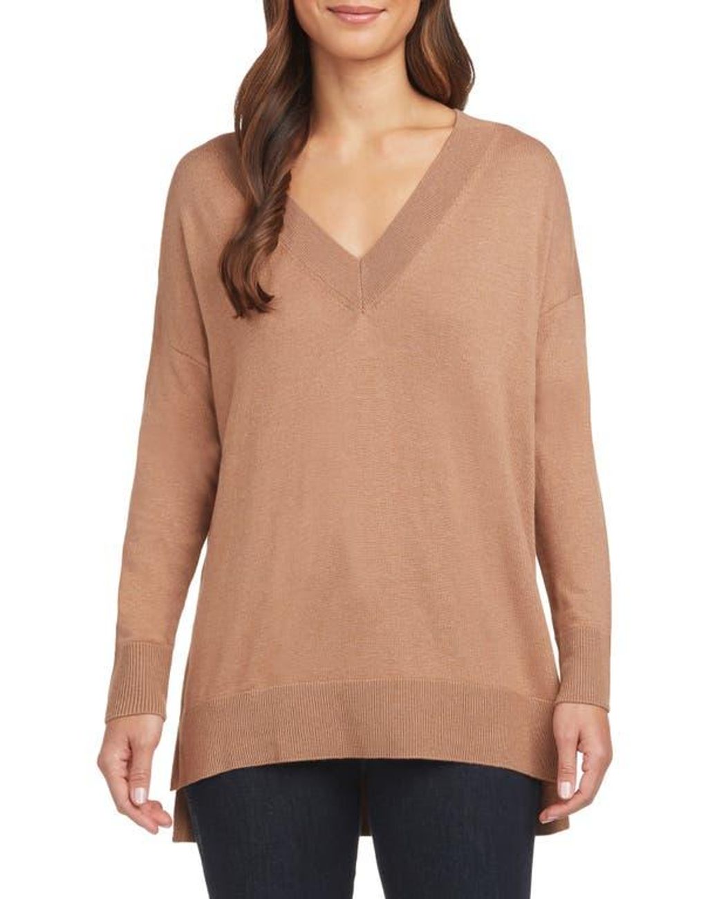 Matty M Natural Side Slit Sweater