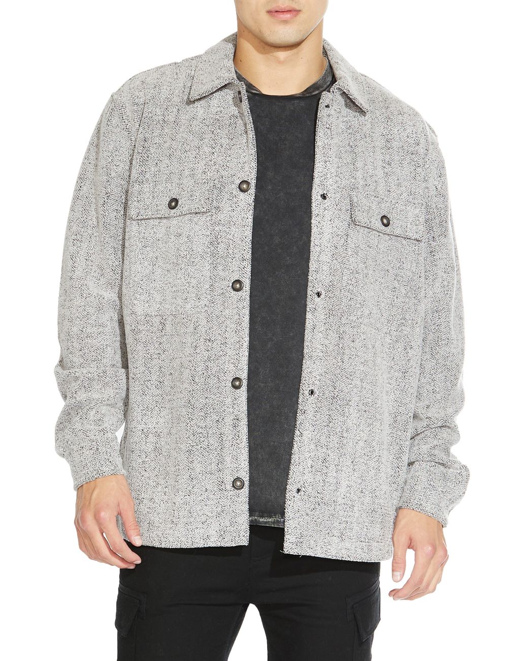 Civil Society Drubin Herringbone Jacket In Heather Charcoal At