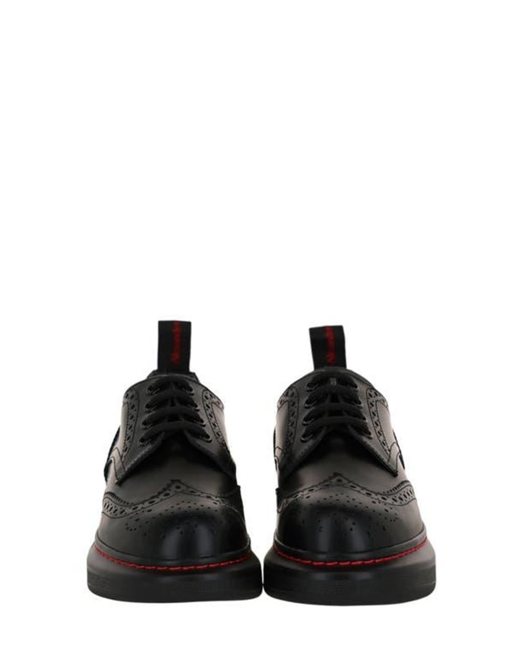 McQueen Black Liquid Brogue Derby