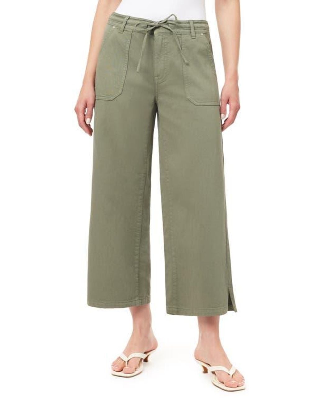 Kensie Green Drapey Easy Cropped Drawstring Pants
