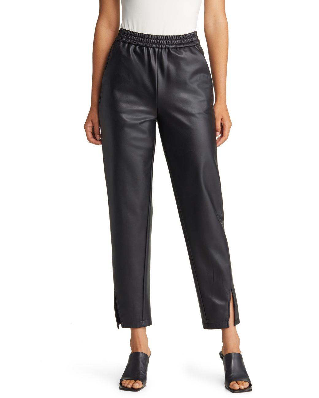 Halogen Split Hem Faux Leather Pants in Black Lyst