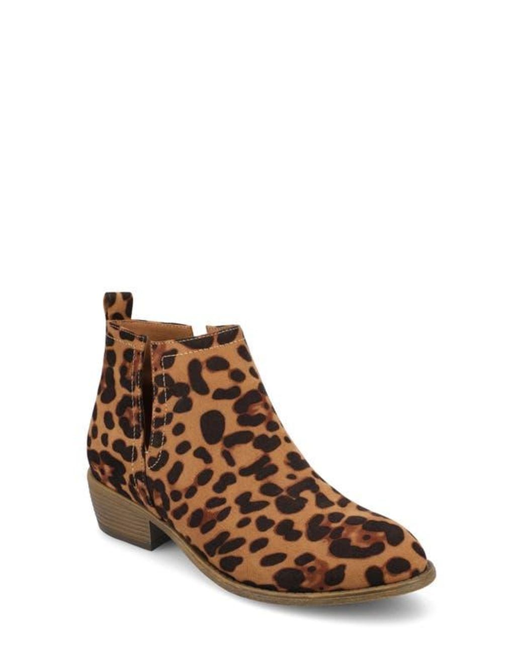 Journee Collection Brown Leopard Split-Side Ankle Booties