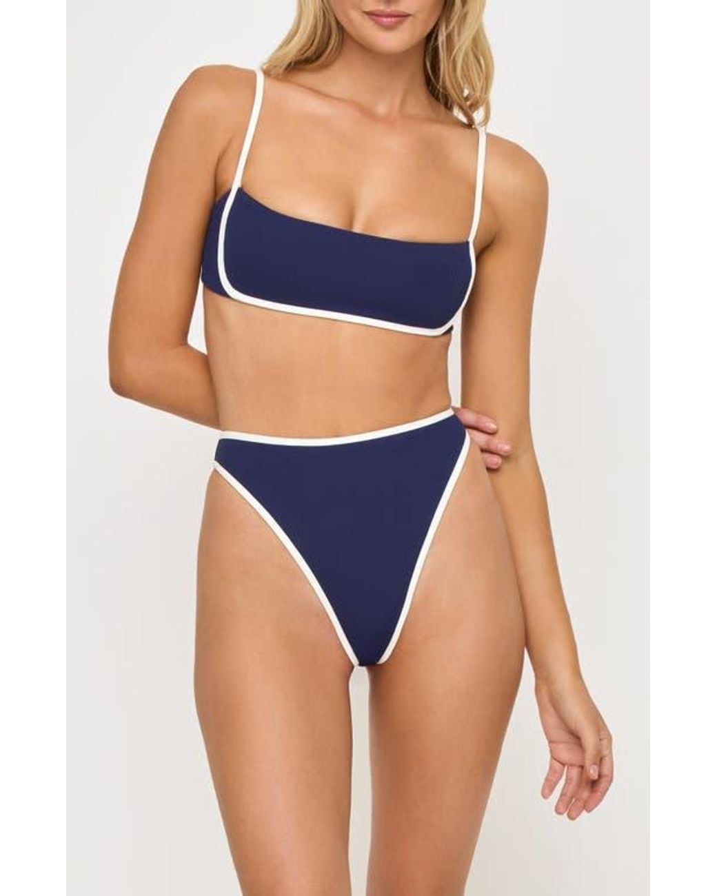LSPACE Blue Hazel Ribbed Bikini Top