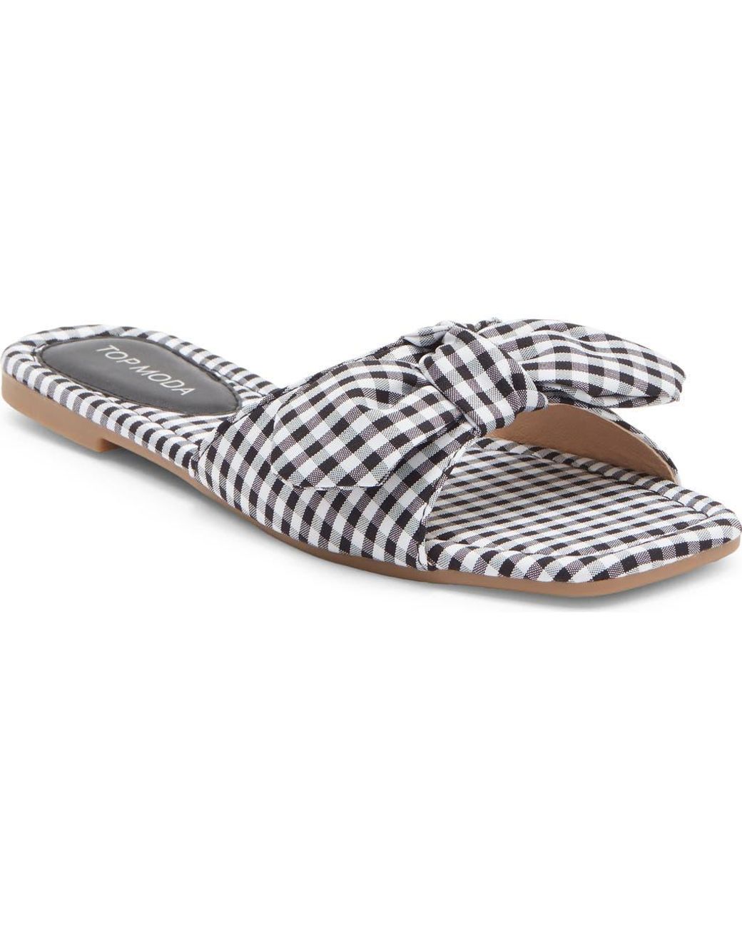 Ross Moda Slides Top Moda Penny Gingham Bow Slide Sandal in Metallic | Lyst