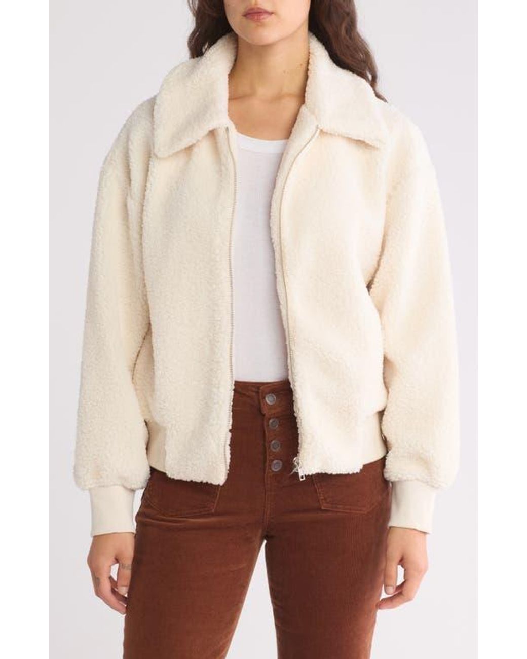 Sanctuary Clemency Faux Shearling Bomber Jacket in Natural Lyst