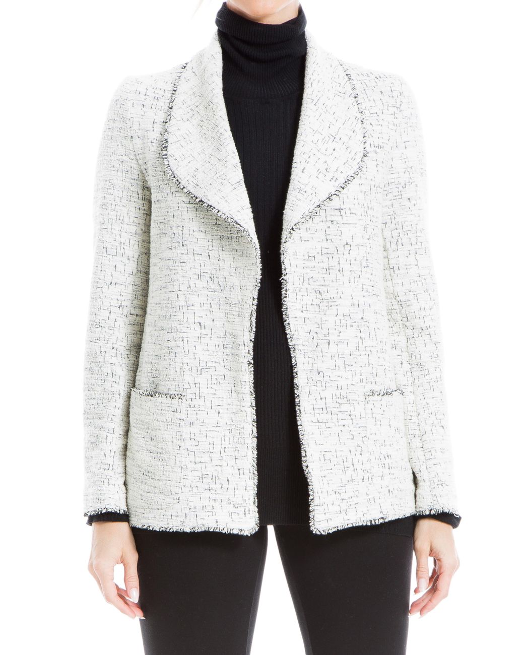 Max Studio Tweed Drape Jacket In Ivory black At Nordstrom Rack in