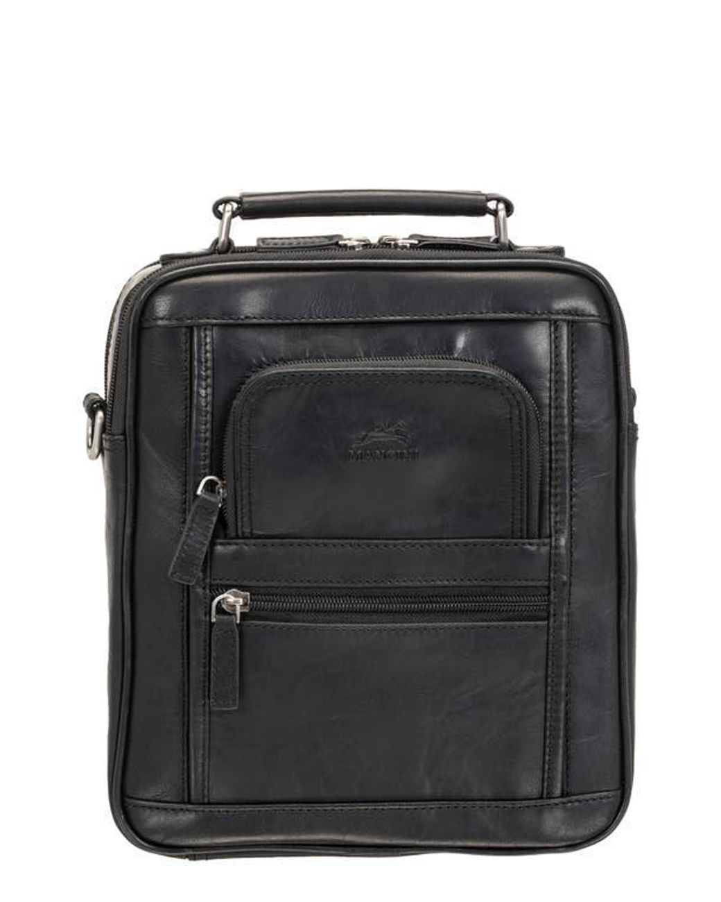 Mancini Black Buffalo Double Compartment Bag for men