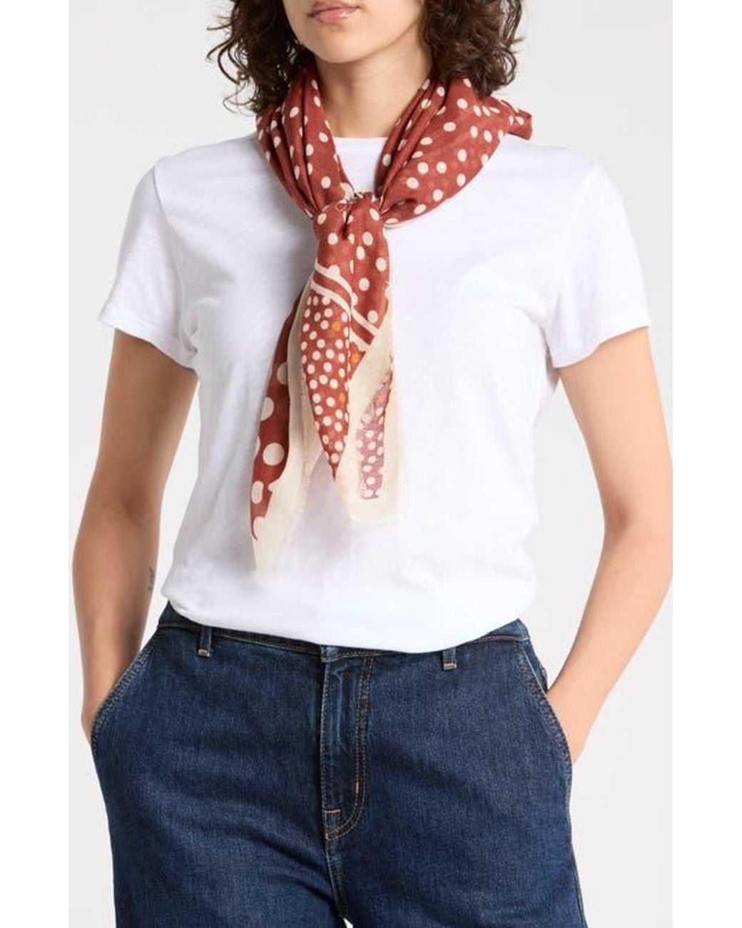 BCBGeneration White Polka Dot Scarf