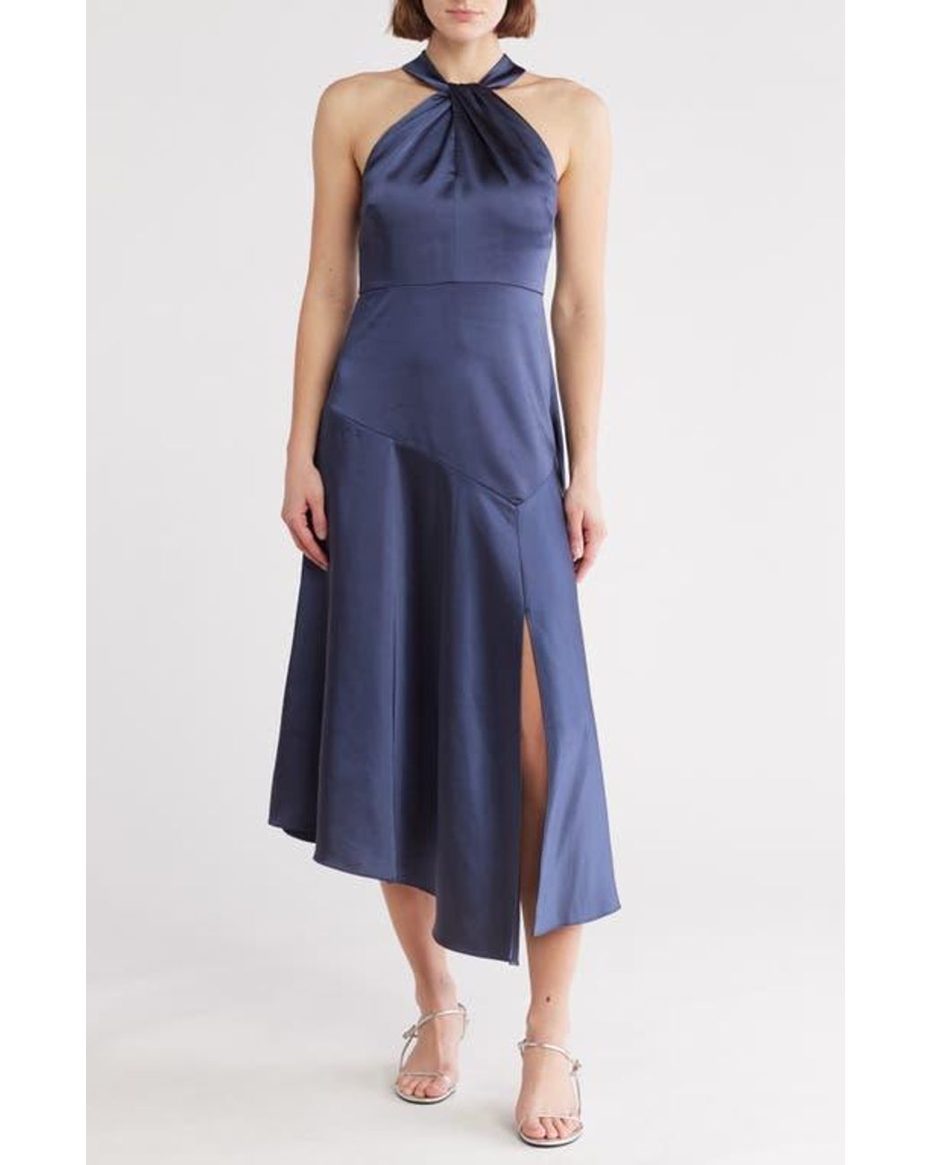 Ted Baker Renon Halter Neck Satin Dress in Blue | Lyst
