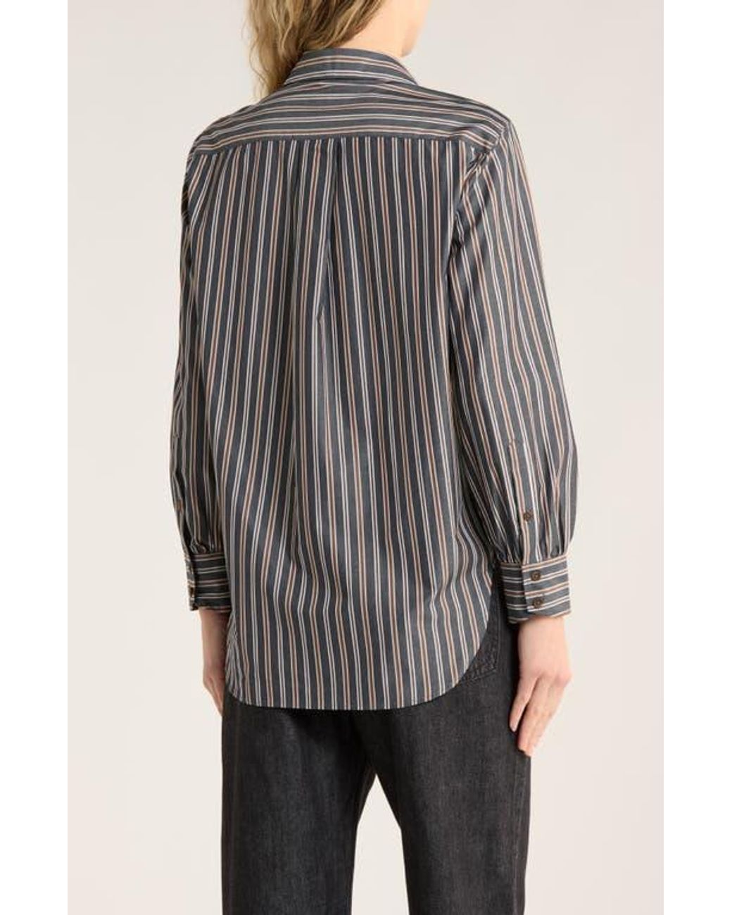 Rag & Bone Gray Max Oversize Stripe Button-Up Shirt