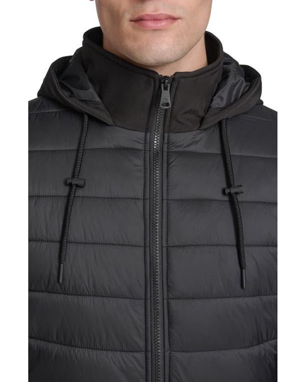 Kenneth Cole Black Quilted Zip-Up Jacket for men
