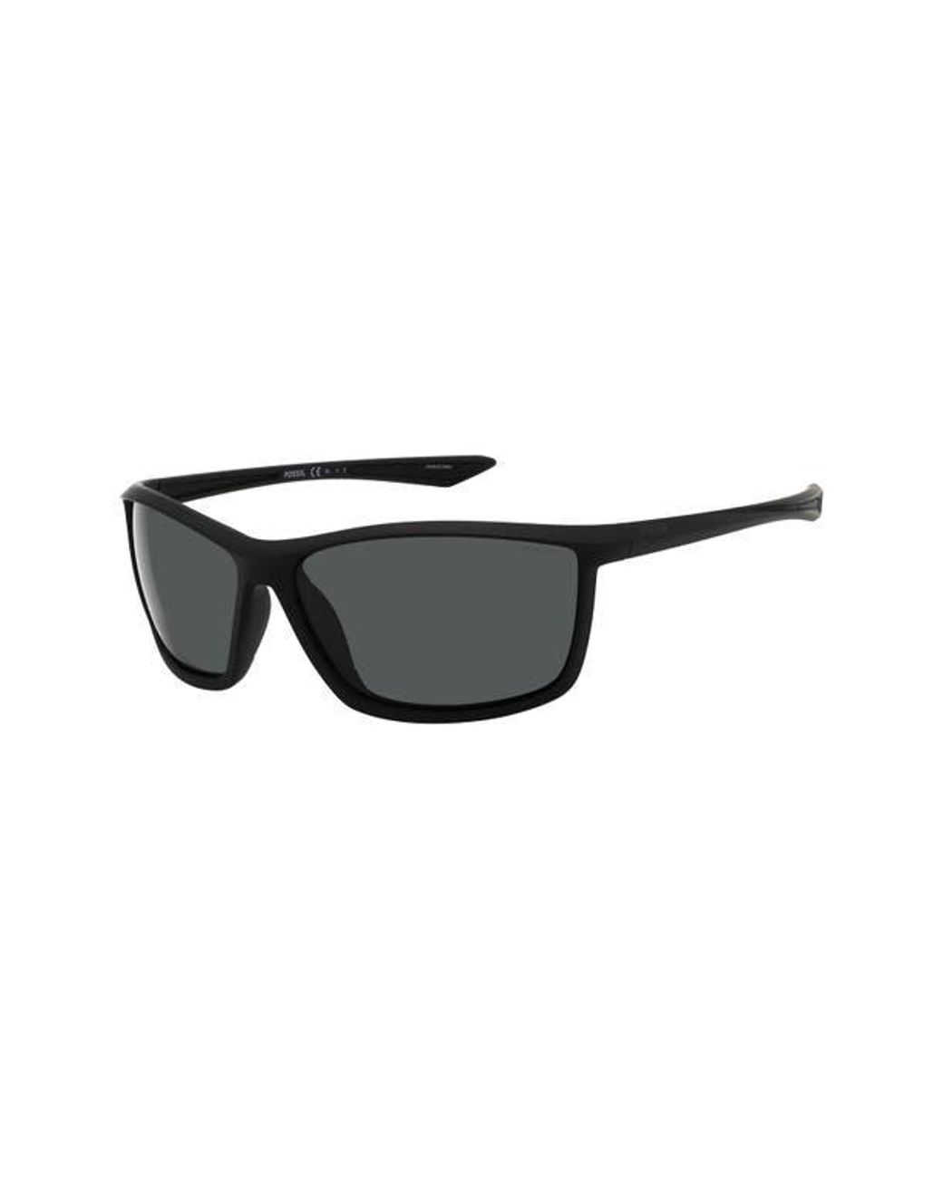 Fossil Black 63Mm Polarized Rectangular Sunglasses for men