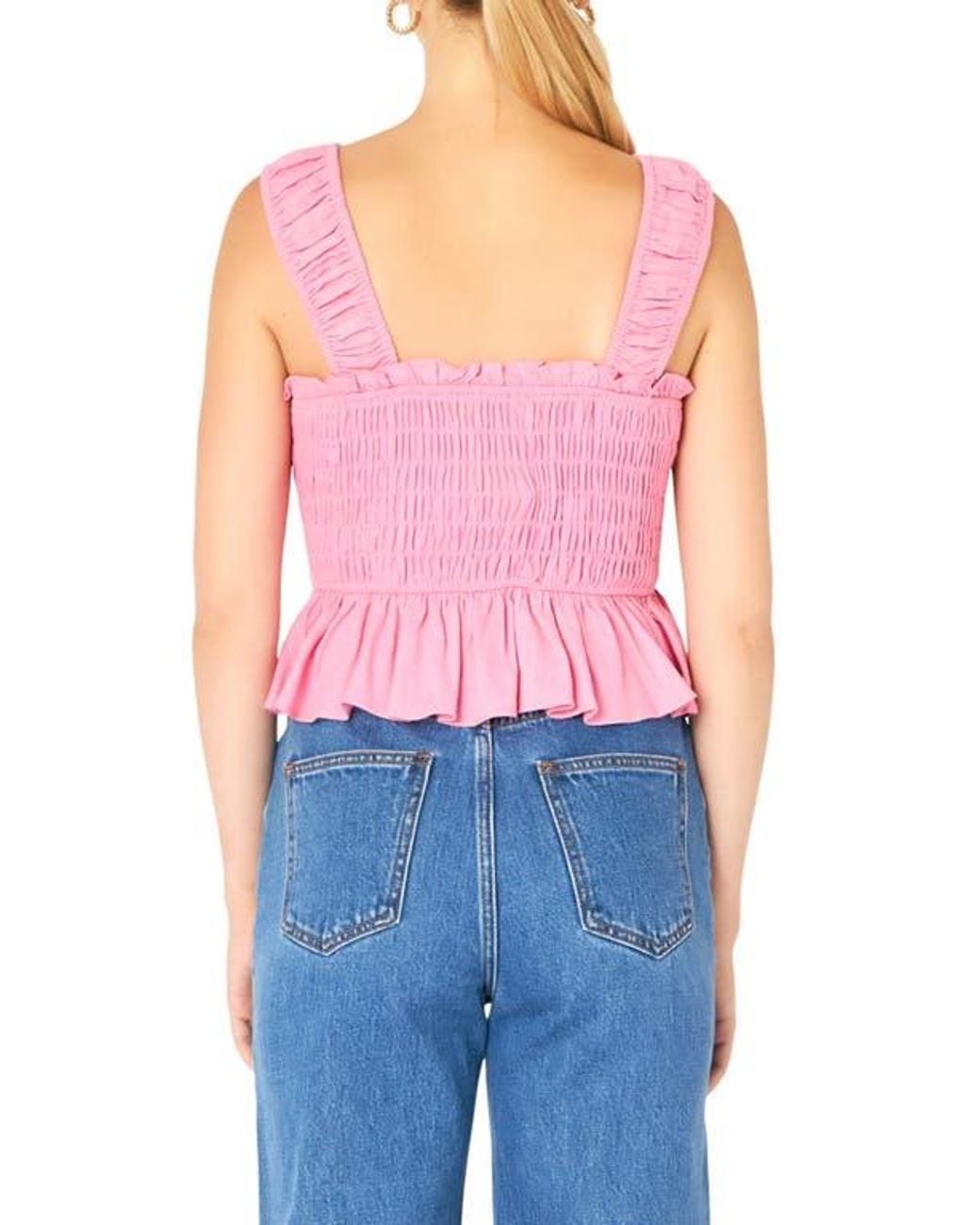 Endless Rose Pink Bow Smocked Top