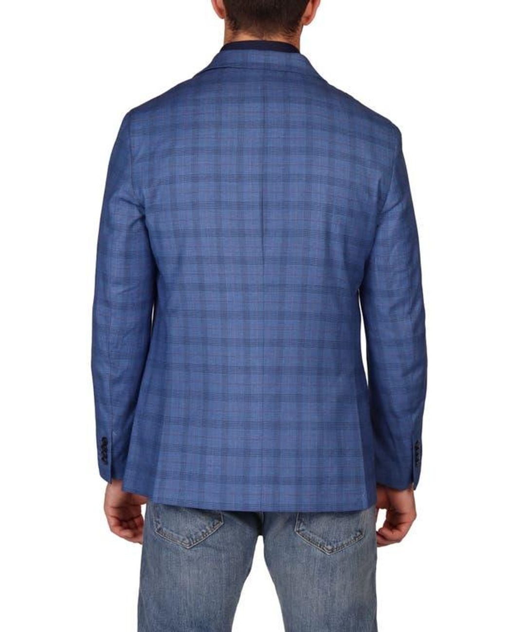 Tailorbyrd Blue Modern Fit Windowpane Sport Coat for men