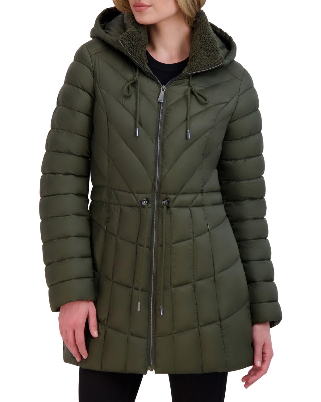 Laundry by Shelli Segal Faux Shearling Lined Collar Hooded Puffer