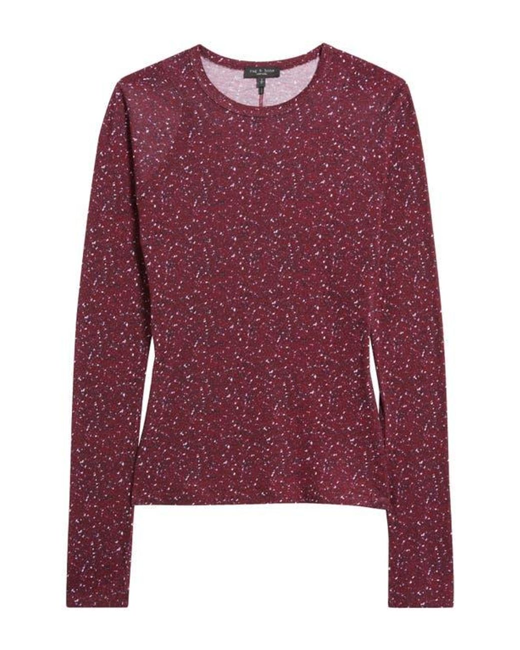 Rag & Bone Shaw Houndstooth Long Sleeve Cotton Top in Red | Lyst