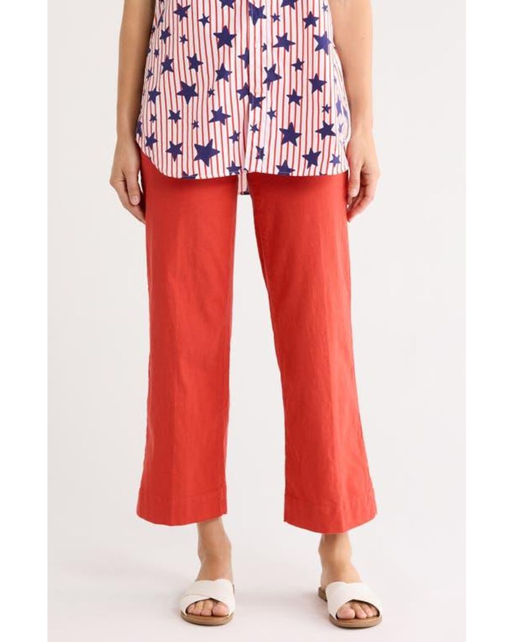 Double Wide Rack Frank & Eileen Wexford Wide Leg Cotton Pants in Red | Lyst