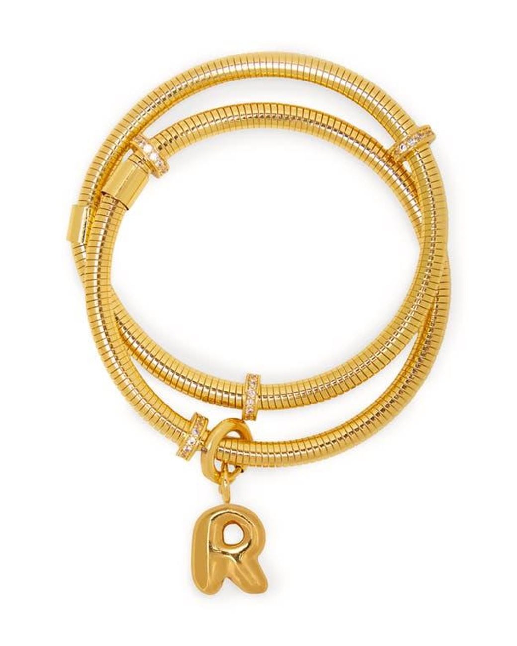Saachi Metallic Bubble Charm Initial Bracelet