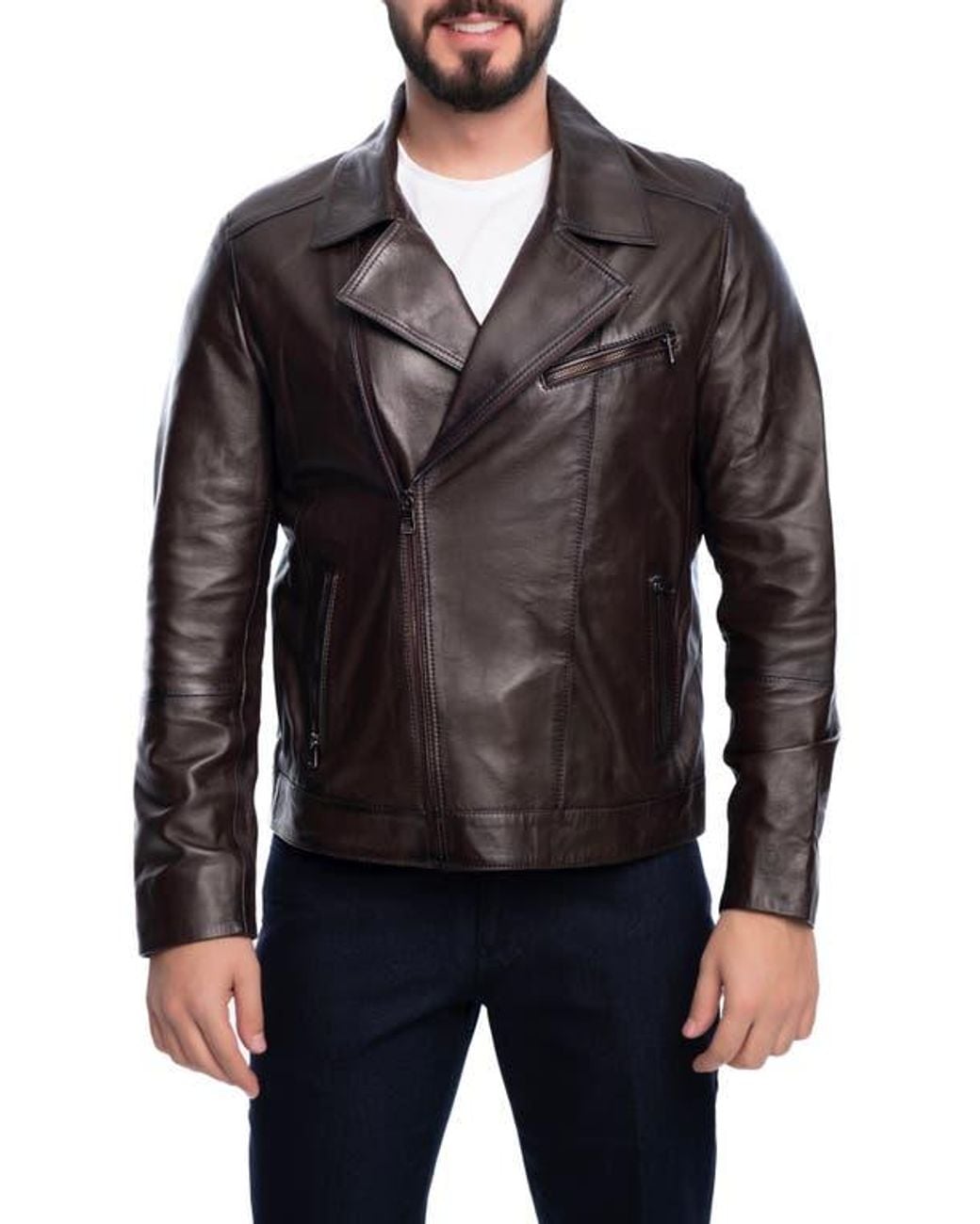 VELLAPAIS Black Winston Leather Jacket for men