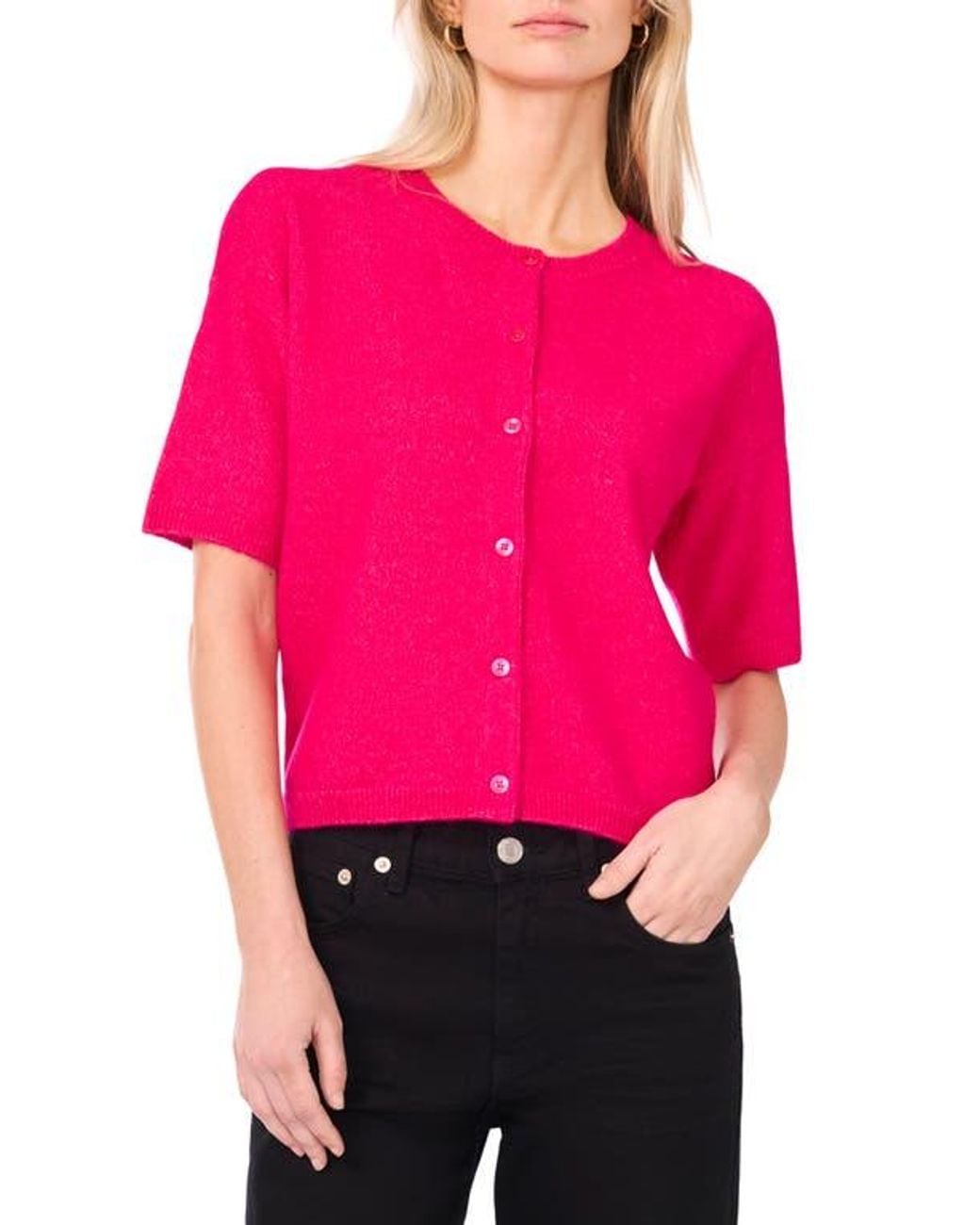 Vince Camuto Pink Short Sleeve Cardigan