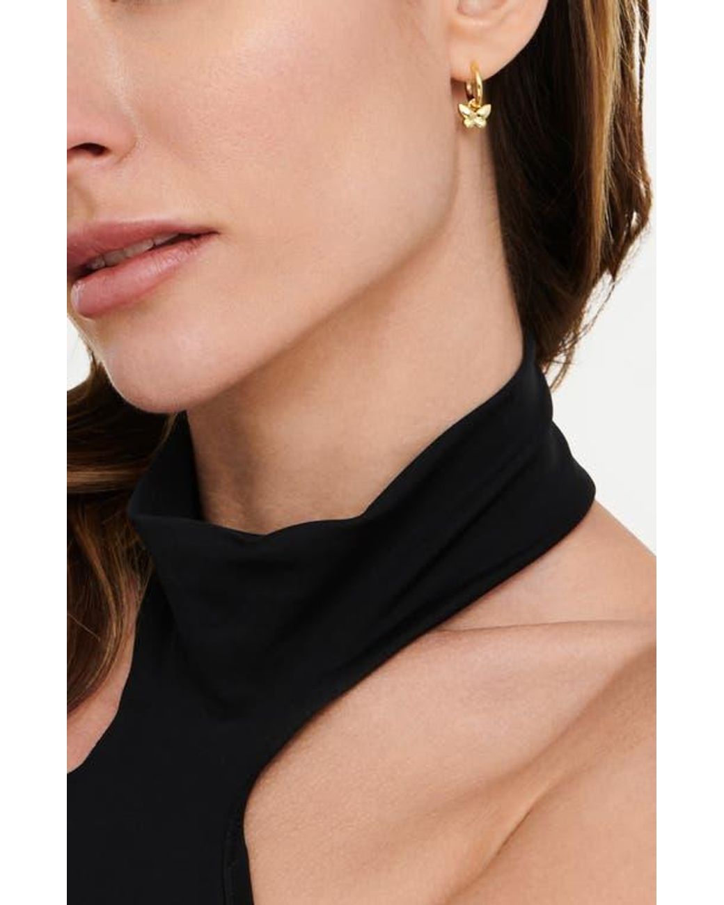DEVATA Metallic Butterfly Hoop Earrings