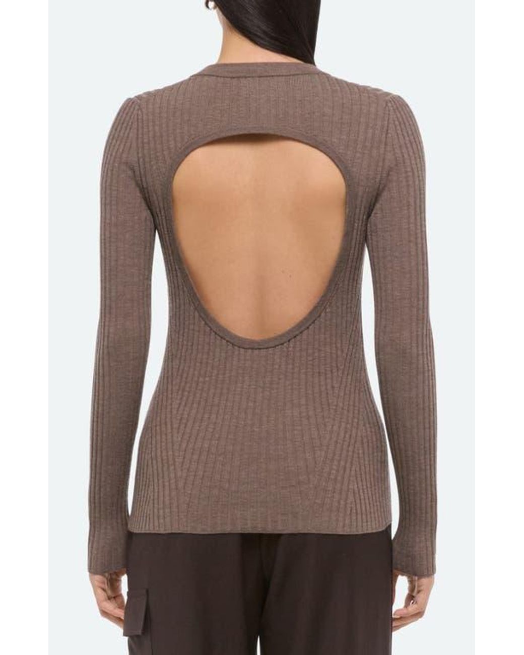 Helmut Lang Brown Cutout Back Rib Top