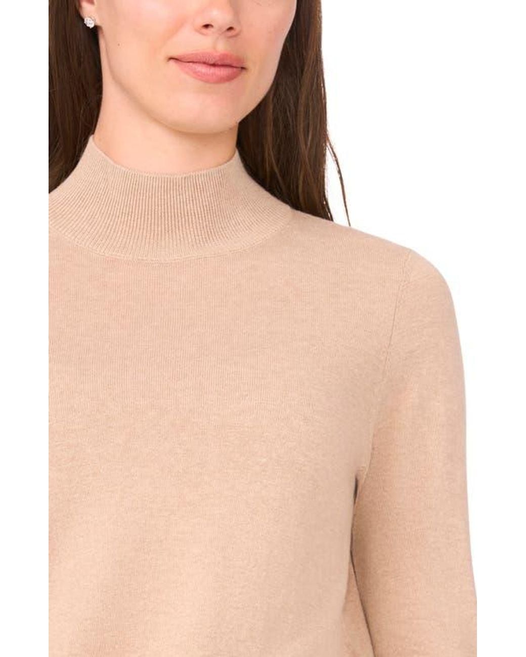 Halogen® Blue Button Cuff Turtleneck Sweater