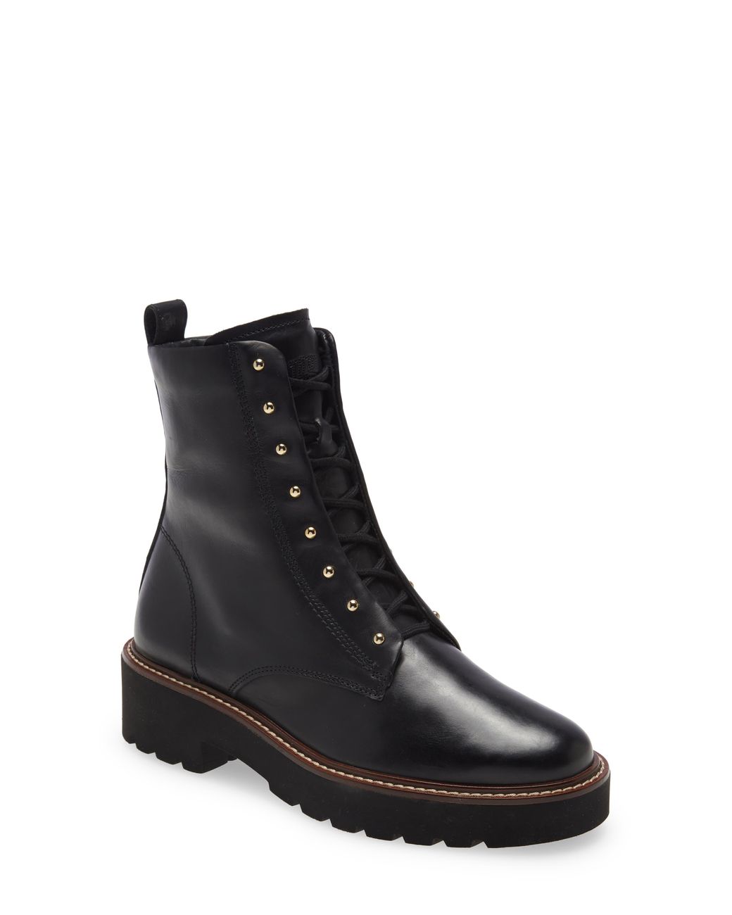 Paul Green Joan Lace-up Bootie In Black Leather At Nordstrom Rack | Lyst