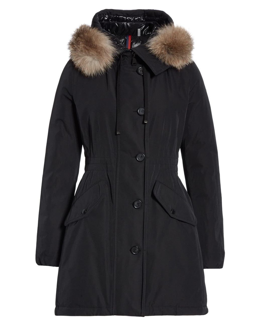 Moncler Monticole Giubbotto Genuine Fox Fur Trim Parka in Black | Lyst