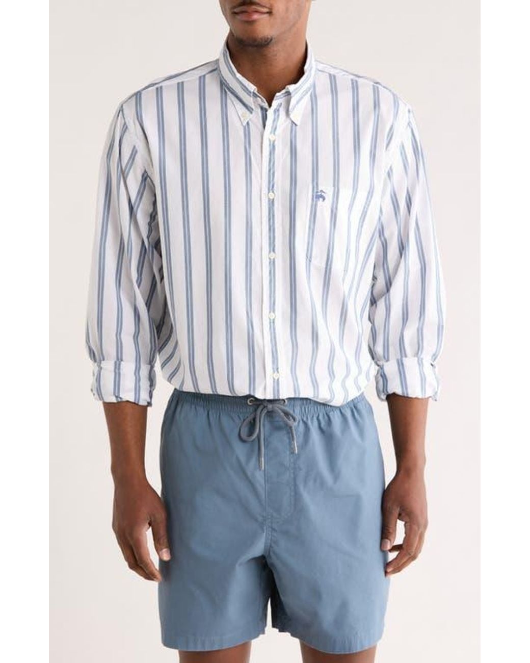 Brooks Brothers Blue Stripe Poplin Button-Down Shirt for men