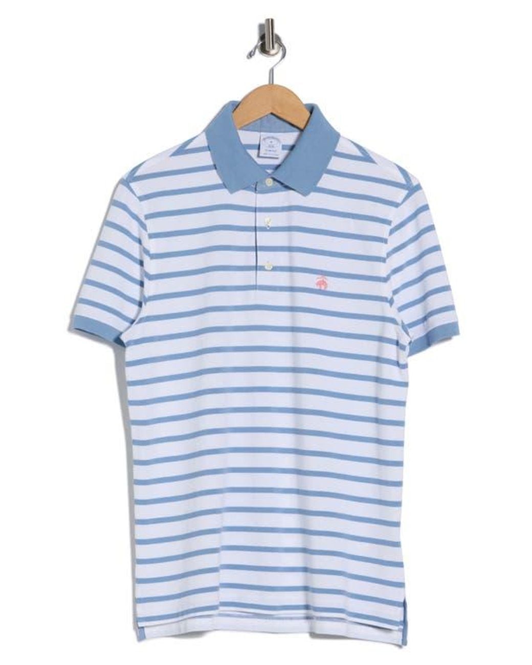 Brooks Brothers Blue Short Sleeve Pique Polo for men