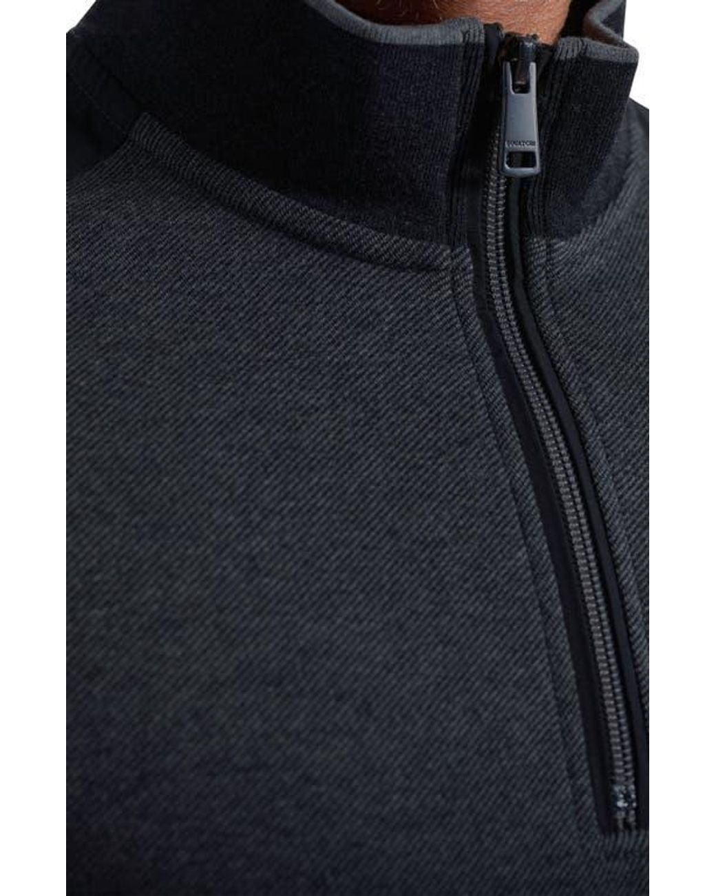 Bugatchi Black Mélange Quarter Zip Top for men