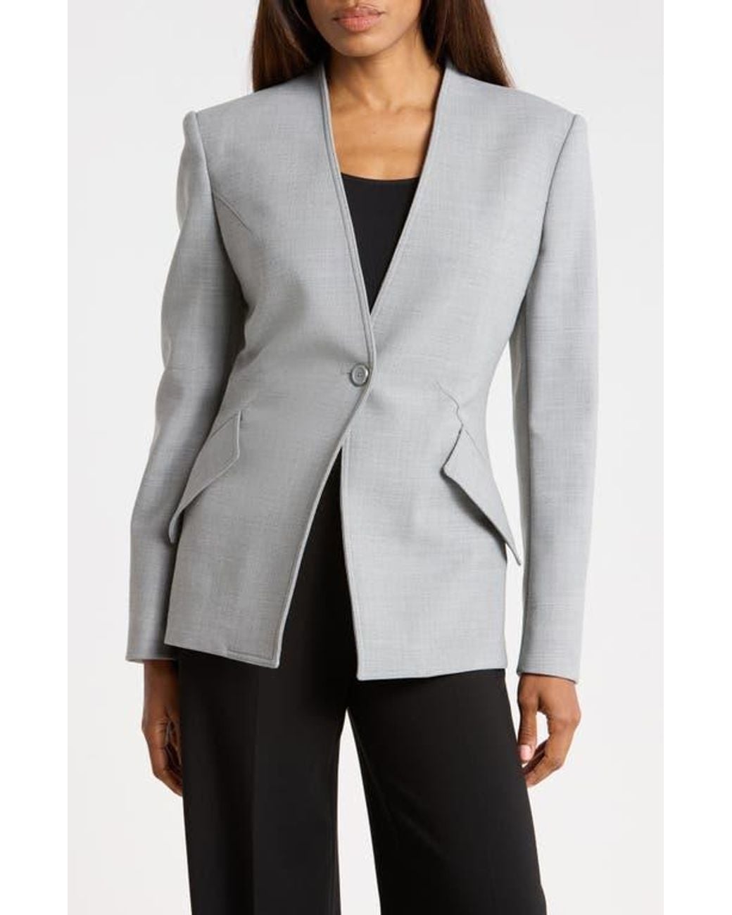 Helmut Lang Gray V-Neck Blazer
