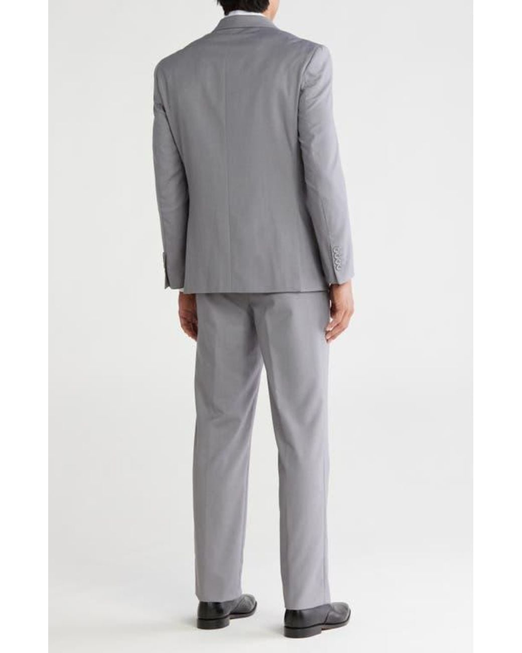 Gino Vitale Gray Slim Fit Solid Double Breasted Suit for men