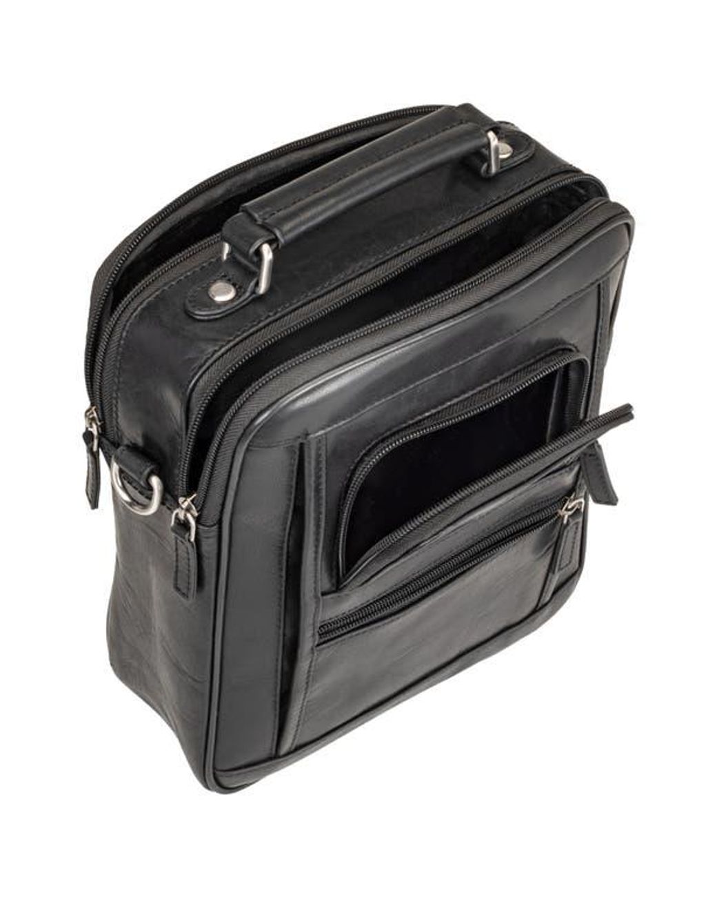 Mancini Black Buffalo Double Compartment Bag for men