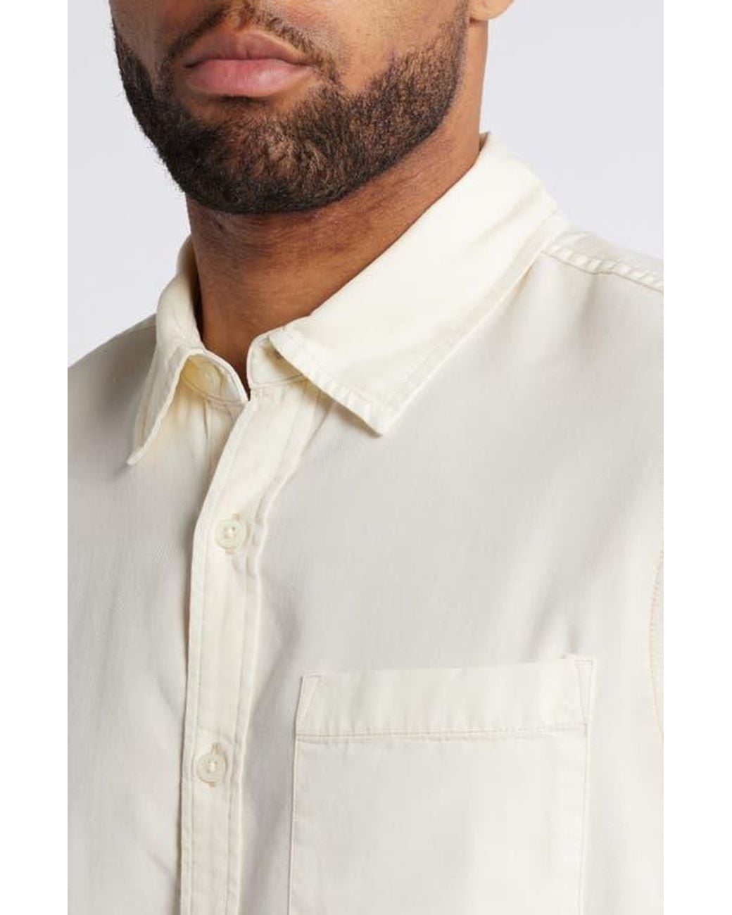AG Jeans White Aiden Solid Lyocell Button-Up Shirt for men